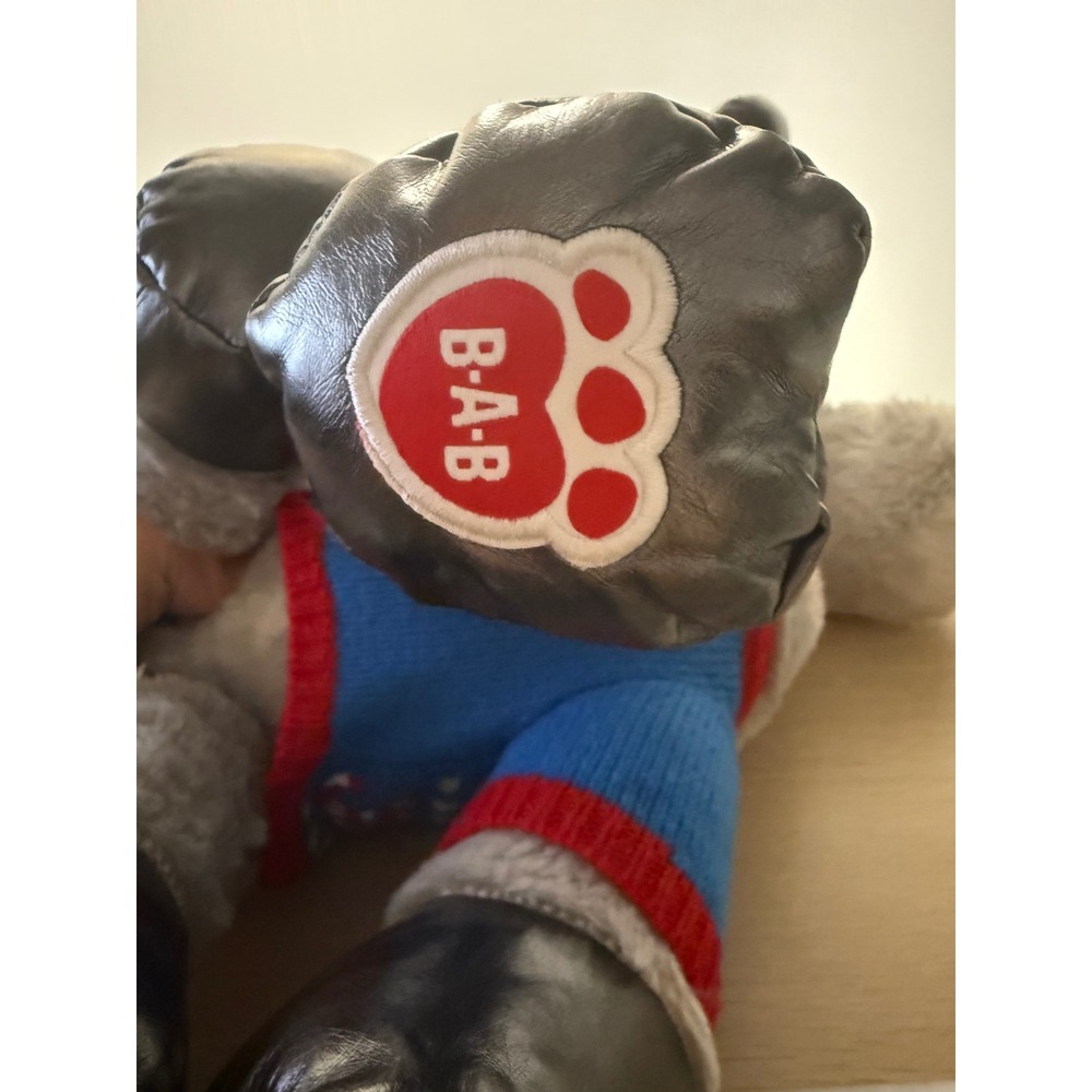 Build-A-Bear Gray Silver Gust Moose Reindeer Plush Holiday Candy‎ Cane Sweater - Picture 6 of 8